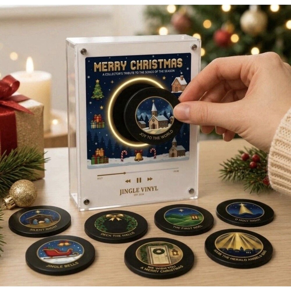 Christmas Vinyl Player Fridge Record NFC Magnetic Music Box Set